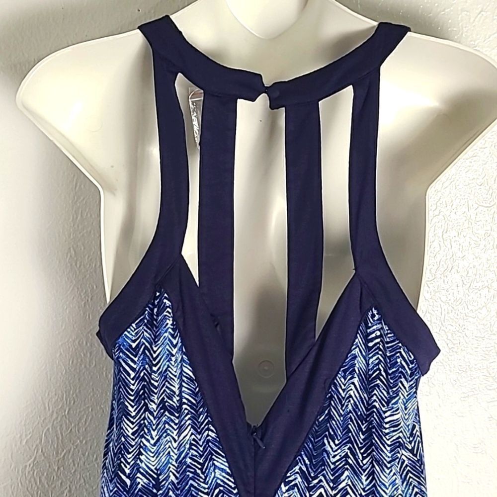 Andree One-piece Jumpsuit, Navy Blue & White Print, Navy Trim, Size Medium, NWOT - Picture 5 of 10
